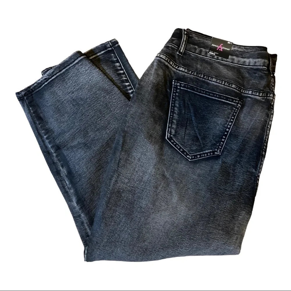 Ashley Stewart Black Washed Sky High Ankle Jean. Sz: 20 X-Short